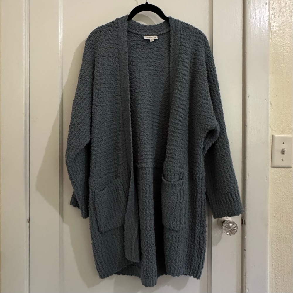Studio B Plush Blue Gray Women's Cardigan